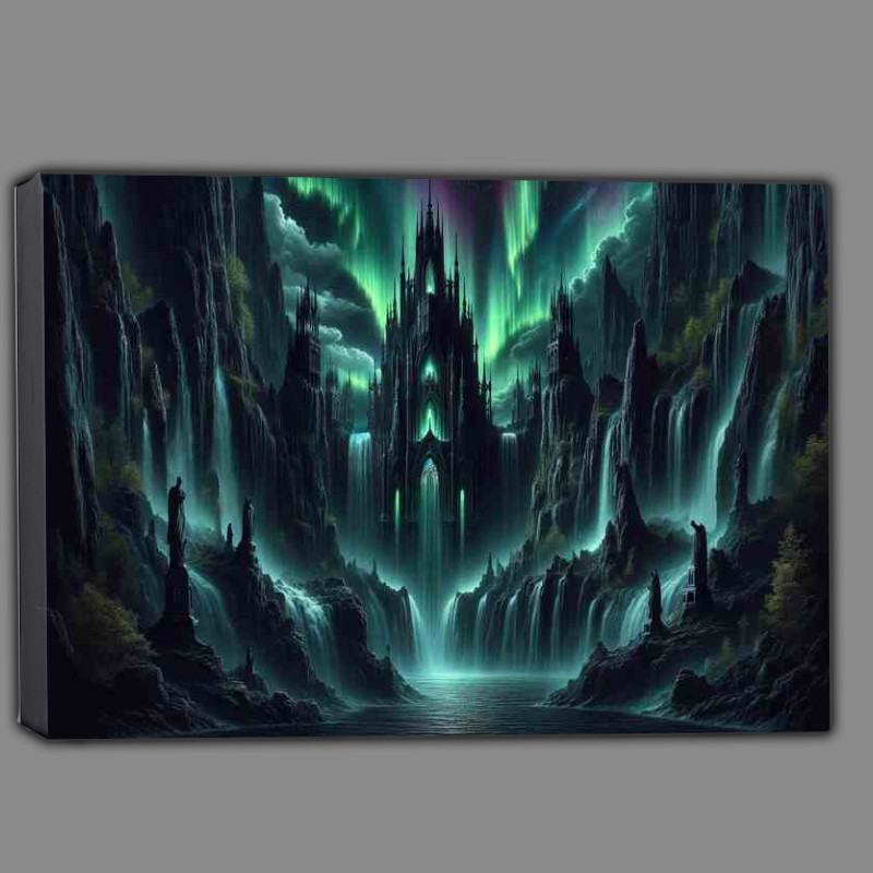 Buy Canvas : (Gothic Aurora Falls northern lights)