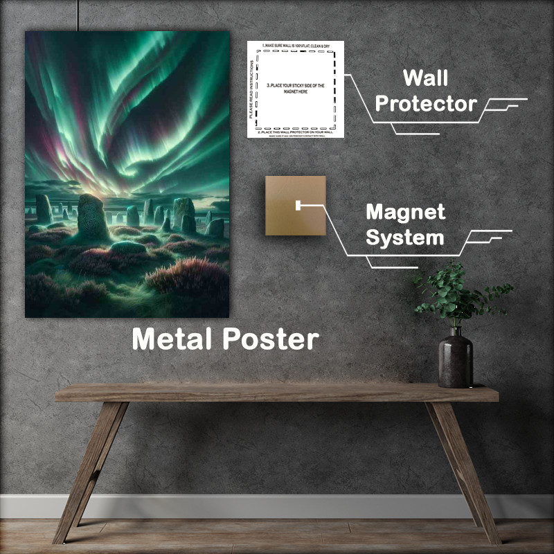 Buy Metal Poster : (Mystic Aurora Over Ancient Stones)