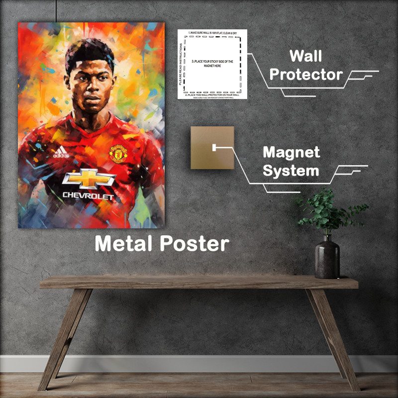 Buy Metal Poster : (Marcus Rashford Footballer painted art style)