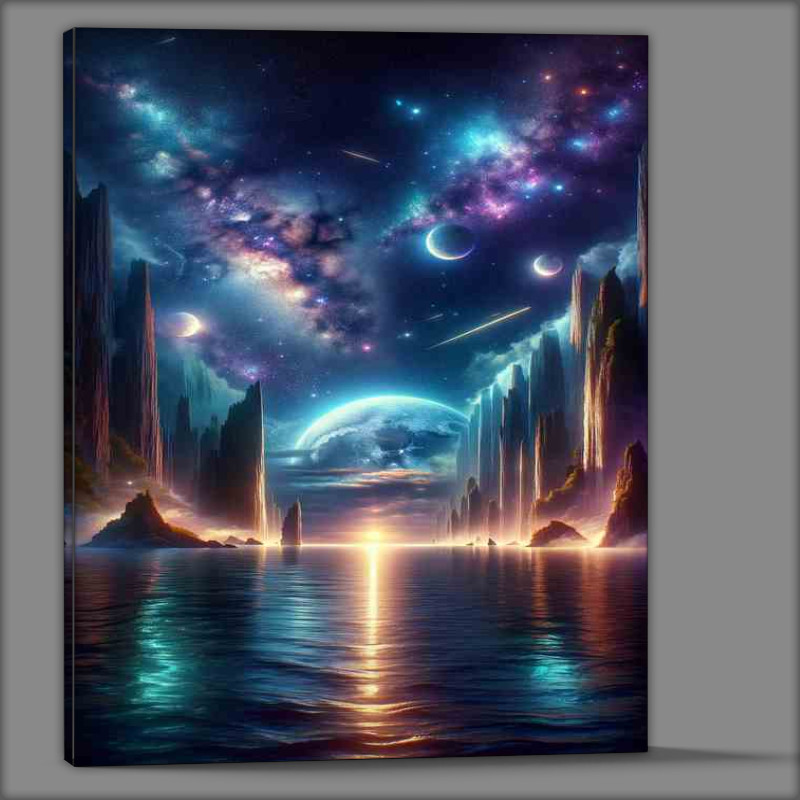 Buy : (Enchanted Night Seascape Moonlit Ocean Artistry Canvas)