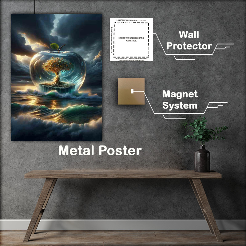 Buy Metal Poster : (Fantasy Glass Apple Oceanic Tree Design)
