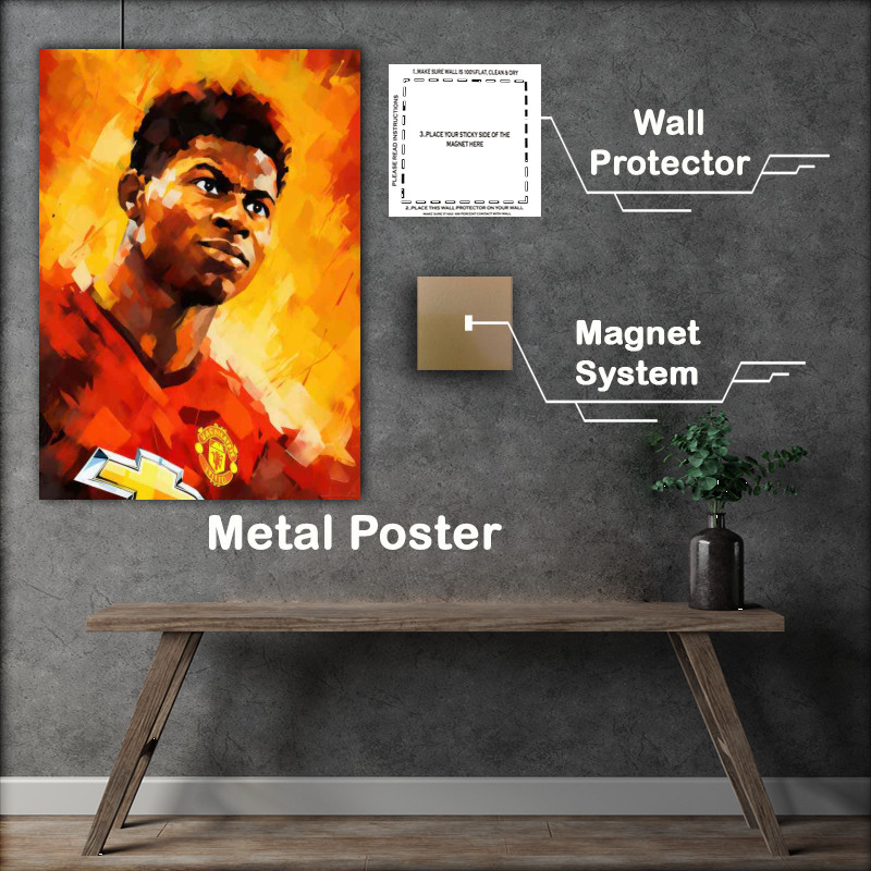 Buy Metal Poster : (Marcus Rashford Footballer painted style)
