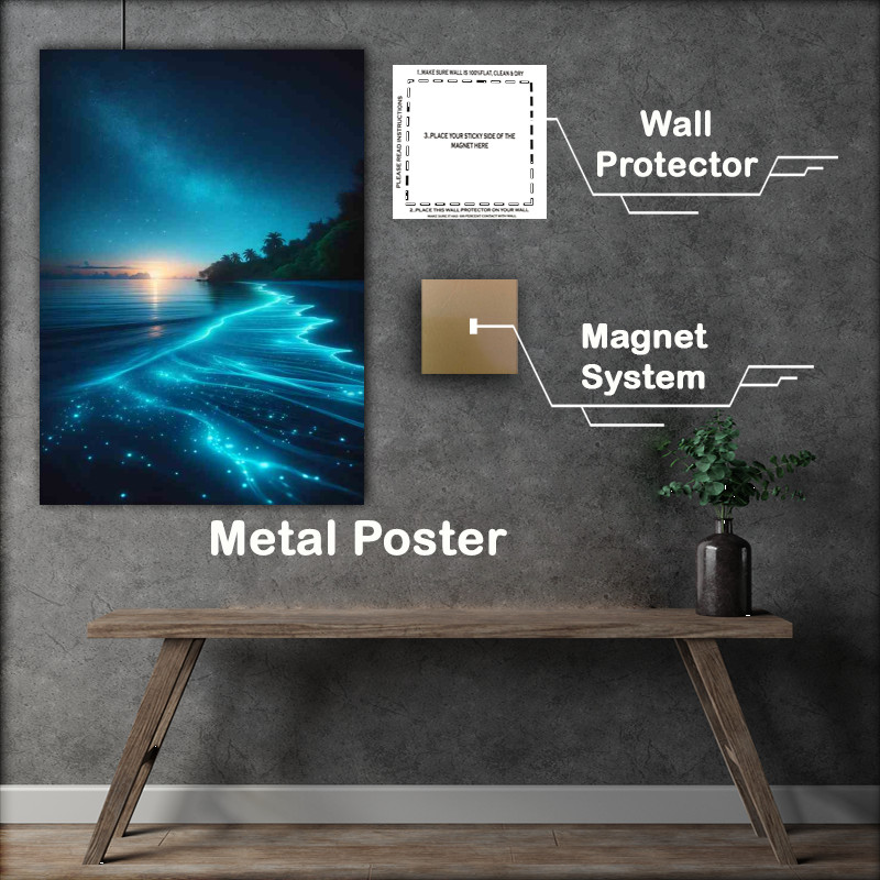 Buy Metal Poster : (Gleaming Bioluminescent Bay)