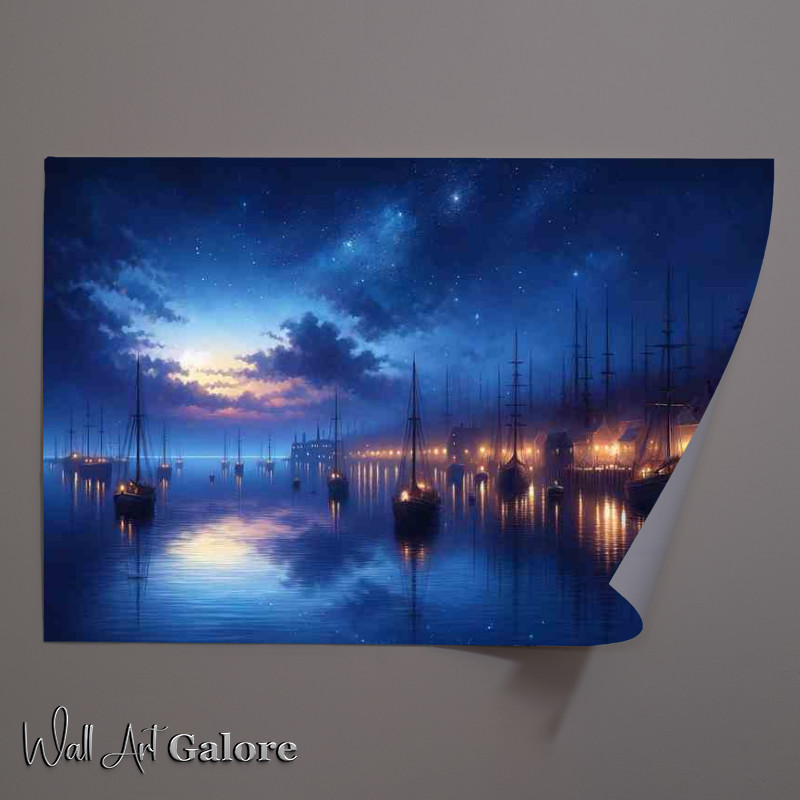 Buy : (Twilight Harbor Sky Tapestry Poster)