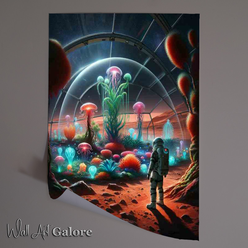 Buy Unframed Poster : (A lone astronaut discovering a garden on Mars)