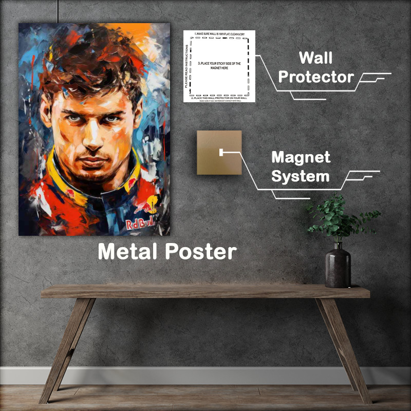 Buy Metal Poster : (Max Verstappen Formula one racing driver portrait)