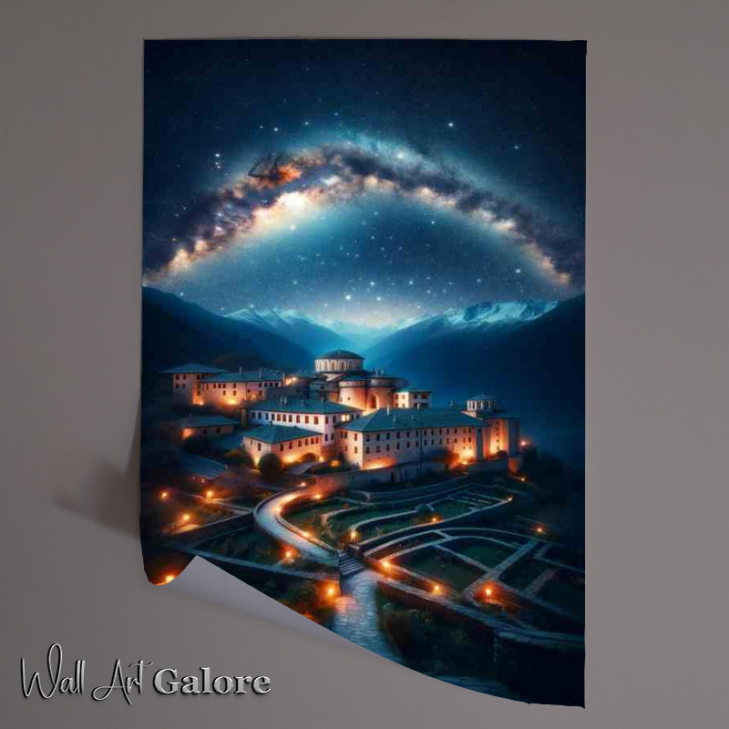 Buy Unframed Poster : (Starry Night Over Mountain Monastery)