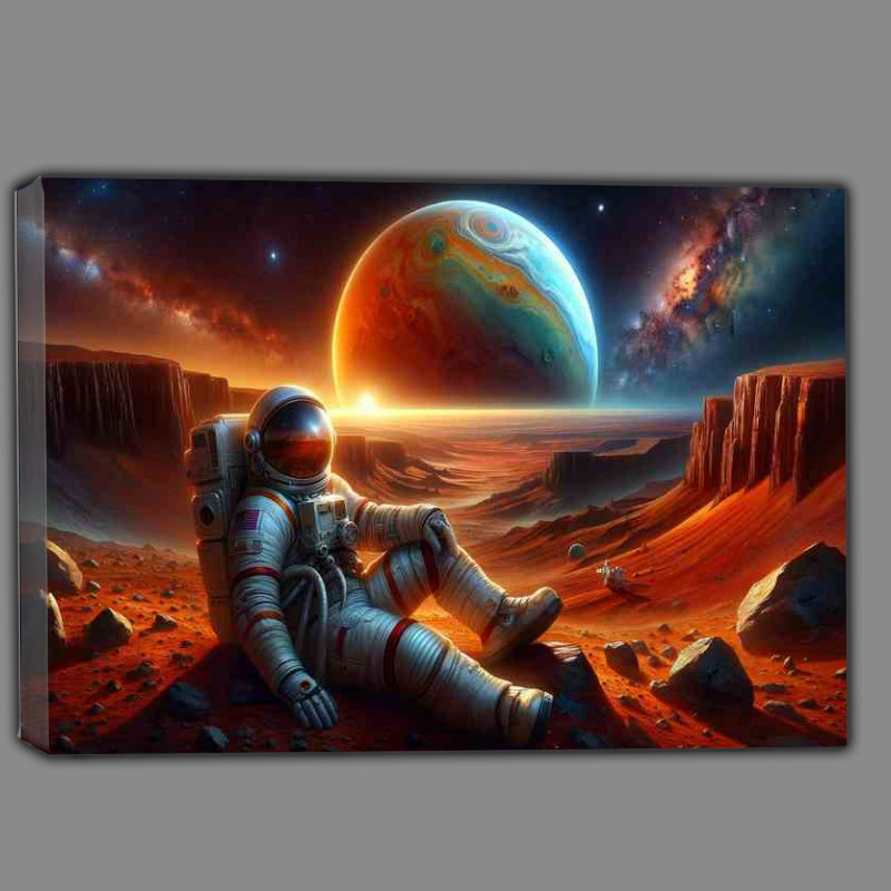 Buy Canvas : (Astronaut Resting on Mars Surreal Landscape)