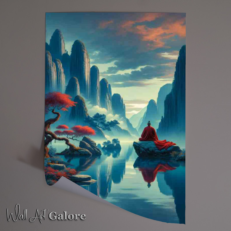 Buy Unframed Poster : (Serene Monk Ancient Chinese Wisdom Art trees river)