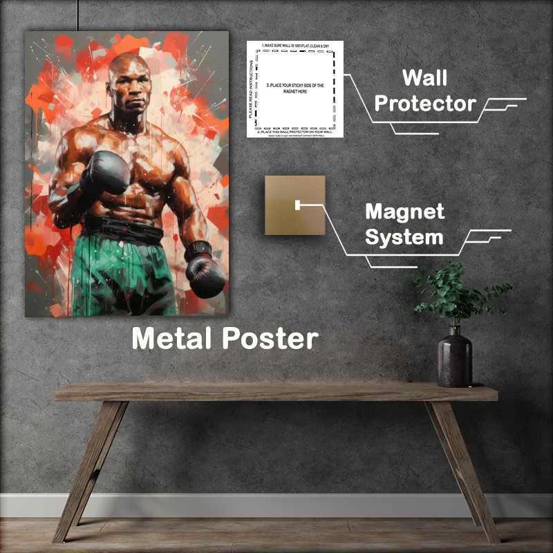Buy Metal Poster : (Mike Tyson wearing boxing gloves painted style art)