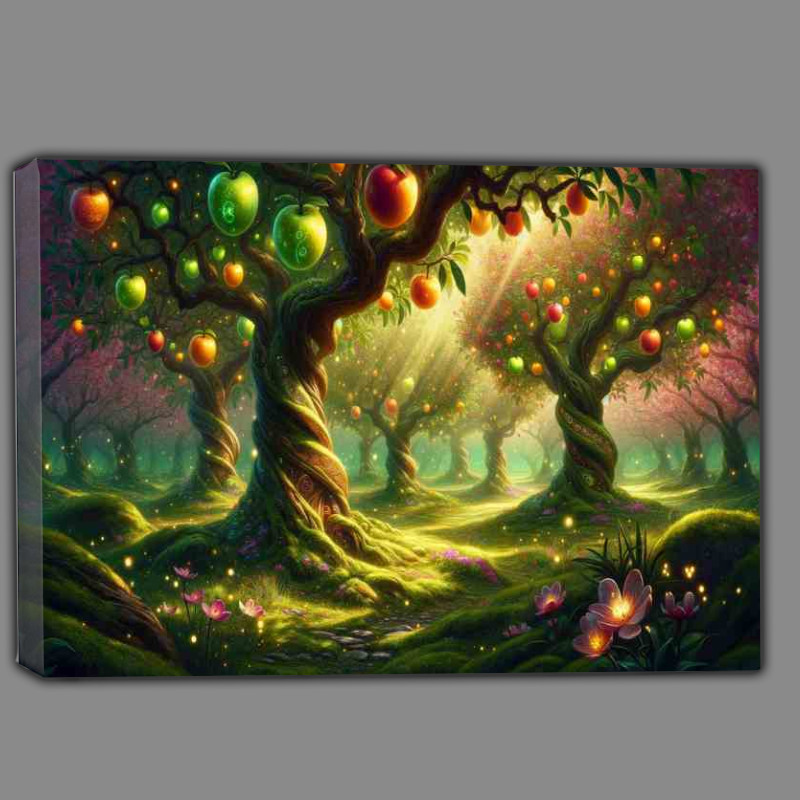 Buy Canvas : (Enchanted Orchard trees bear fruit of gem like luminosity)