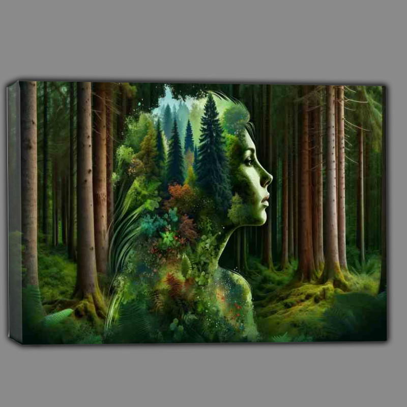 Buy Canvas : (Forest Heart Woman Profile Woodland Scene Fusion)