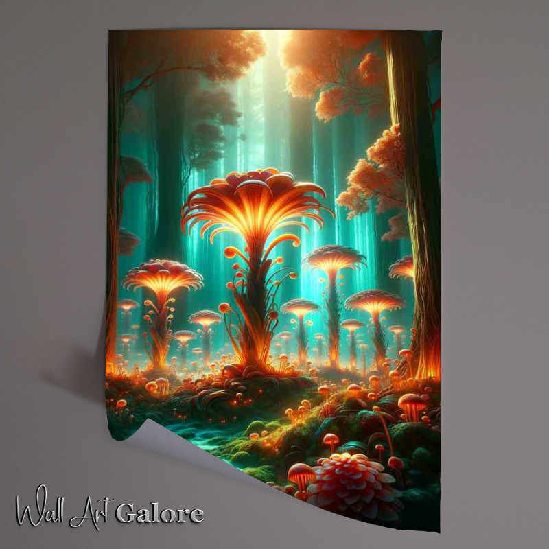 Buy Unframed Poster : (Enchanted Forest with Luminescent Alien Flora)