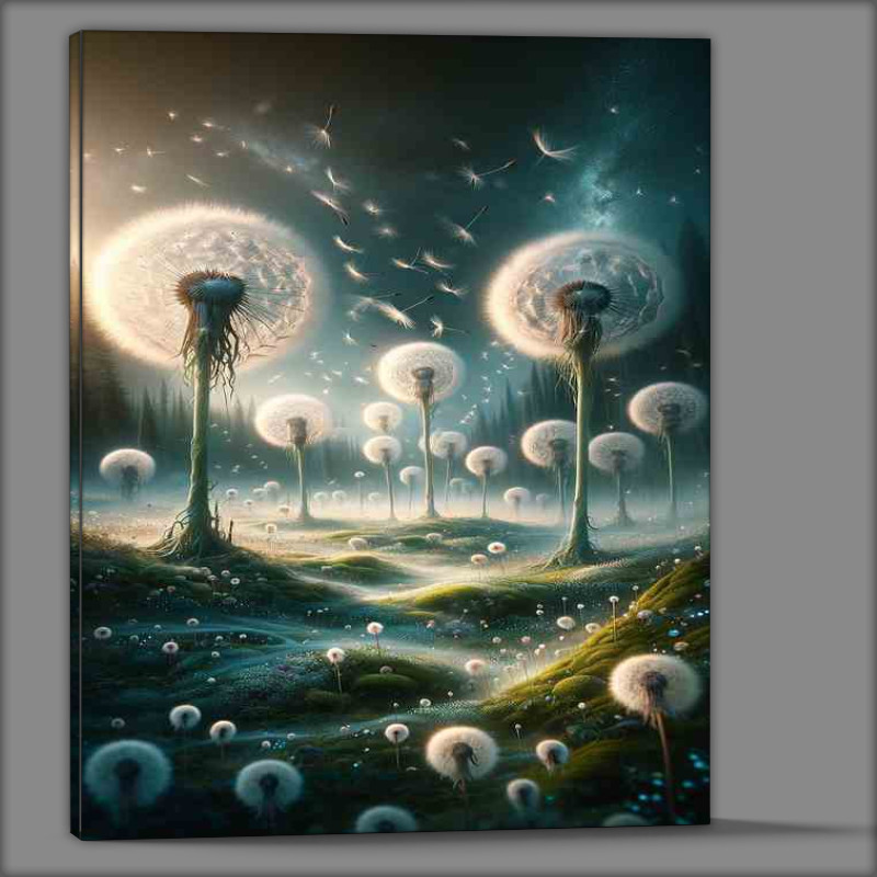 Buy Canvas : (Ethereal Dandelion Clock Realm measured by the seeds)