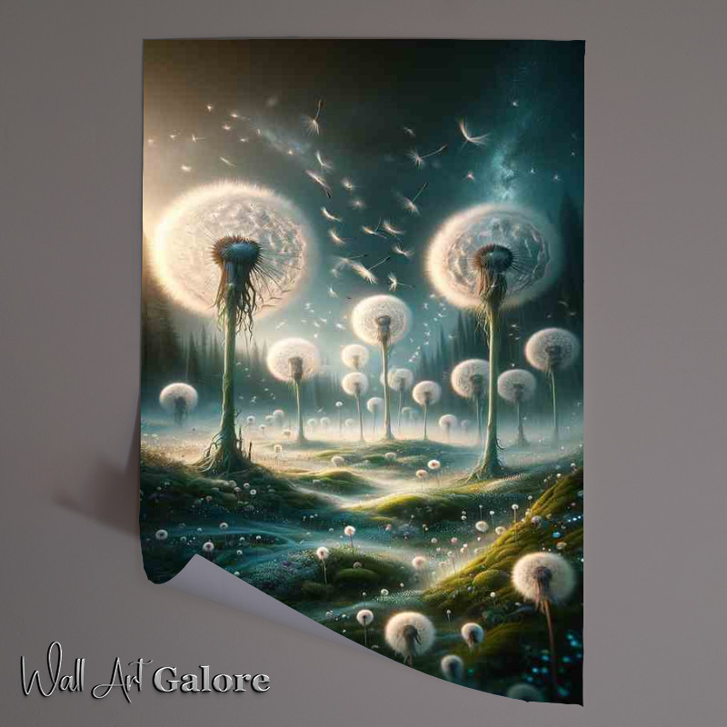 Buy Unframed Poster : (Ethereal Dandelion Clock Realm measured by the seeds)