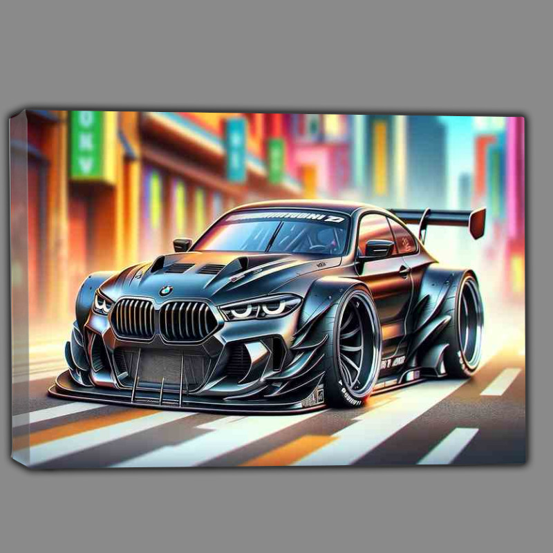 Buy Canvas : (A BMW street racing car with extremely exaggerated features)