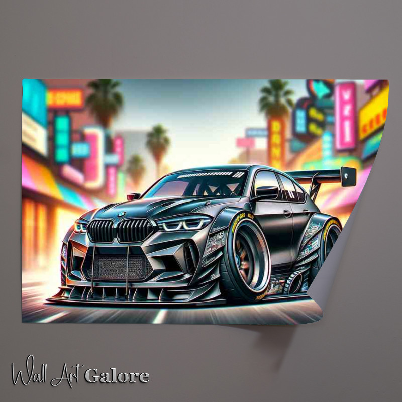 Buy Unframed Poster : (BMW street racing car with extremely exaggerated features)