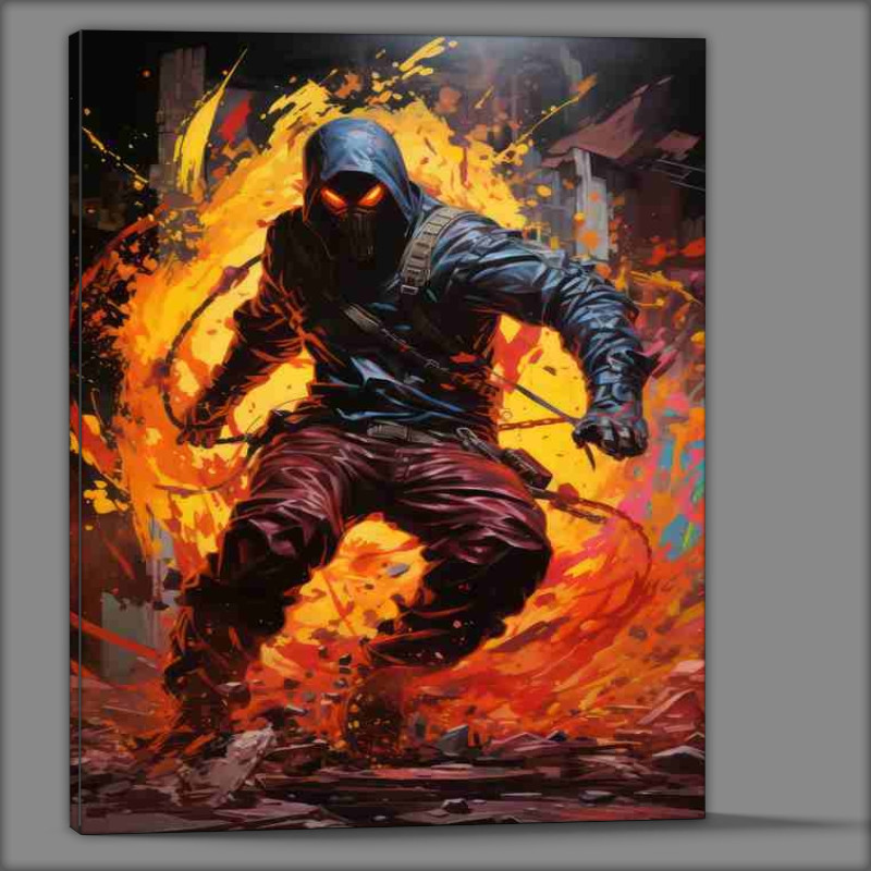 Buy Canvas : (Ninja escaping through fire)
