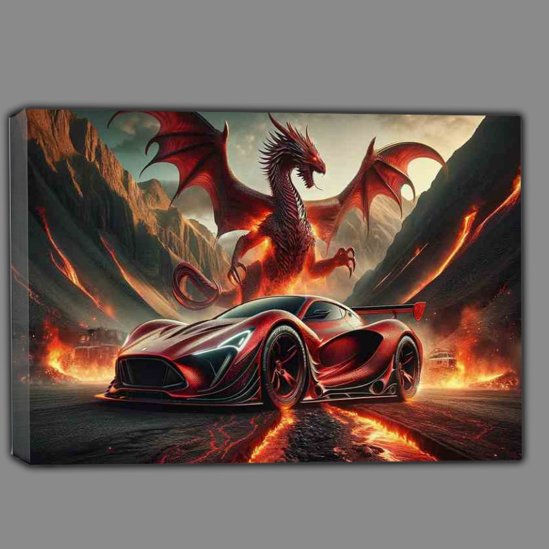 Buy : (Dragon Red Sports Car Canvas)