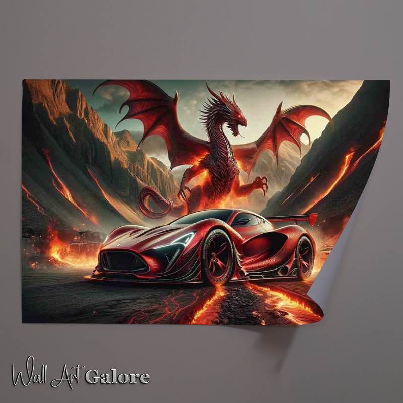Buy : (Dragon Essence Red Sports Car Poster)