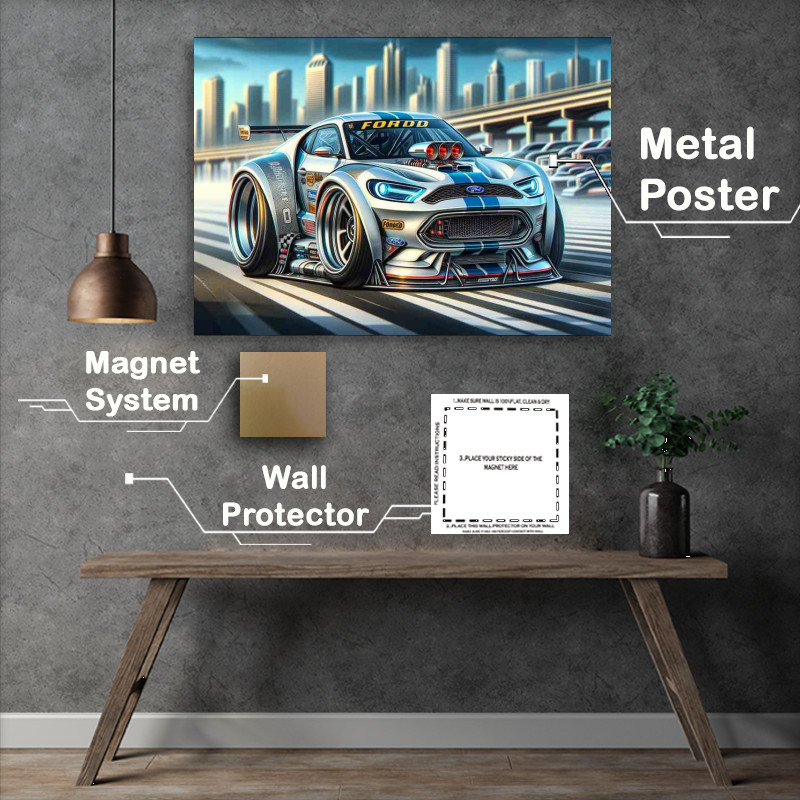 Buy Metal Poster : (Ford street racing car with oversized features)