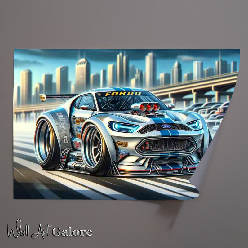 Buy Unframed Poster : (Ford street racing car with oversized features)