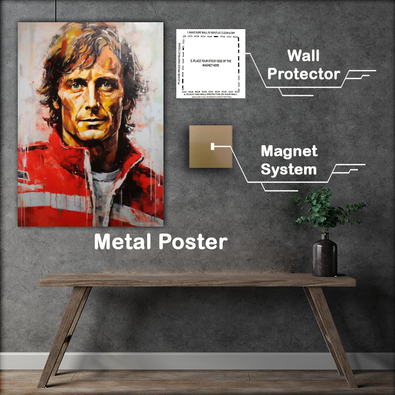 Buy Metal Poster : (Niki Lauda Formula one racing driver portrait)