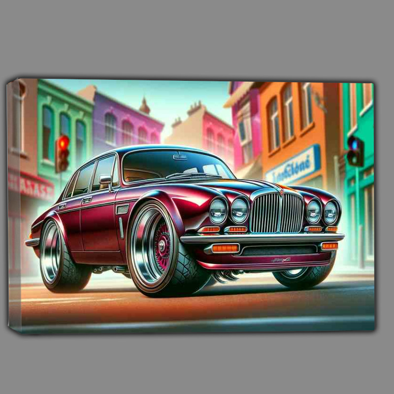 Buy Canvas : (Jaguar XJ6 Mk1 luxury car with extremely exaggerated features)