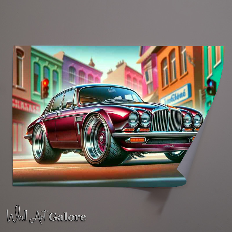 Buy Unframed Poster : (Jaguar XJ6 Mk1 luxury car with extremely exaggerated features)
