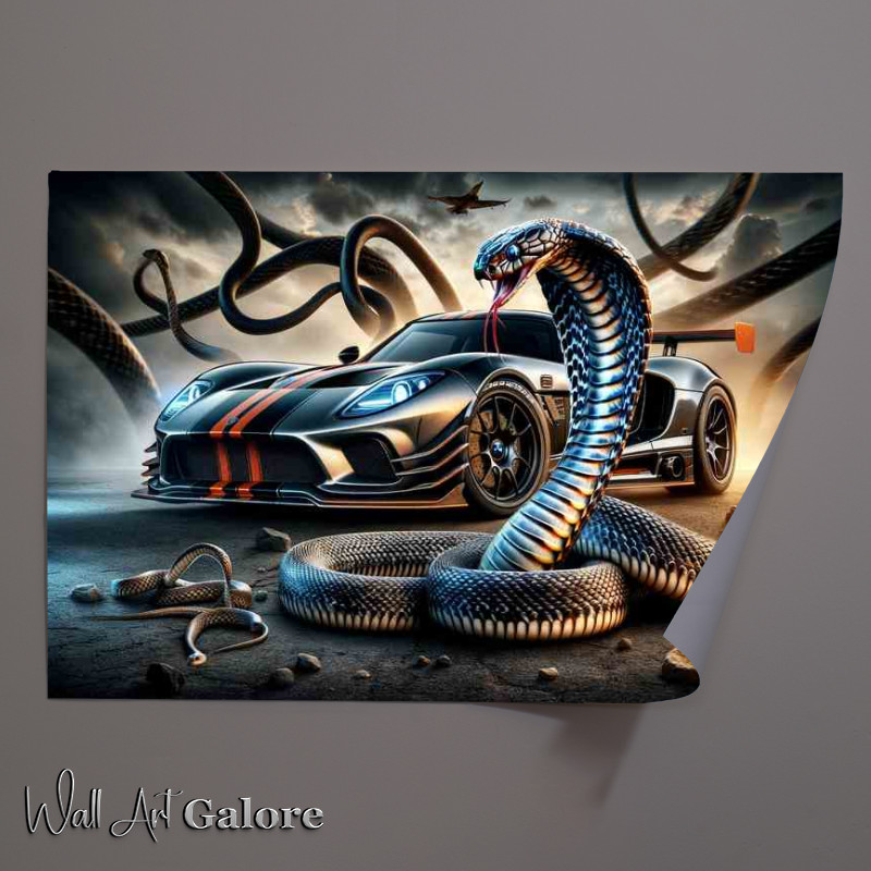 Buy Unframed Poster : (Majestic Cobra Car and Snake The Perfect team)