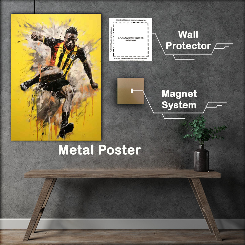 Buy Metal Poster : (Pele Footballer in a splash art style art)