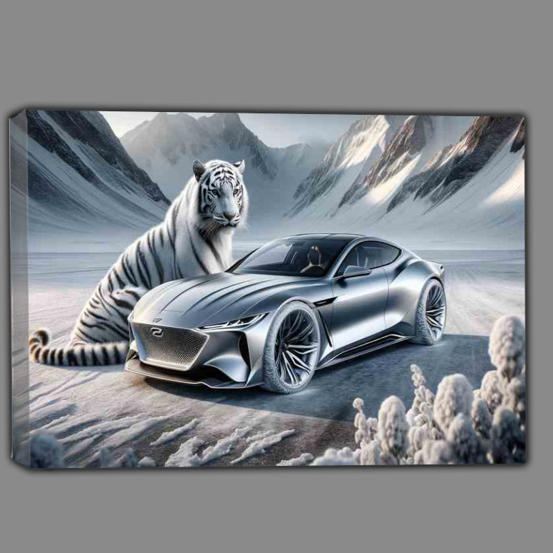 Buy Canvas : (Majestic White Tiger Essence Sleek Silver Car)