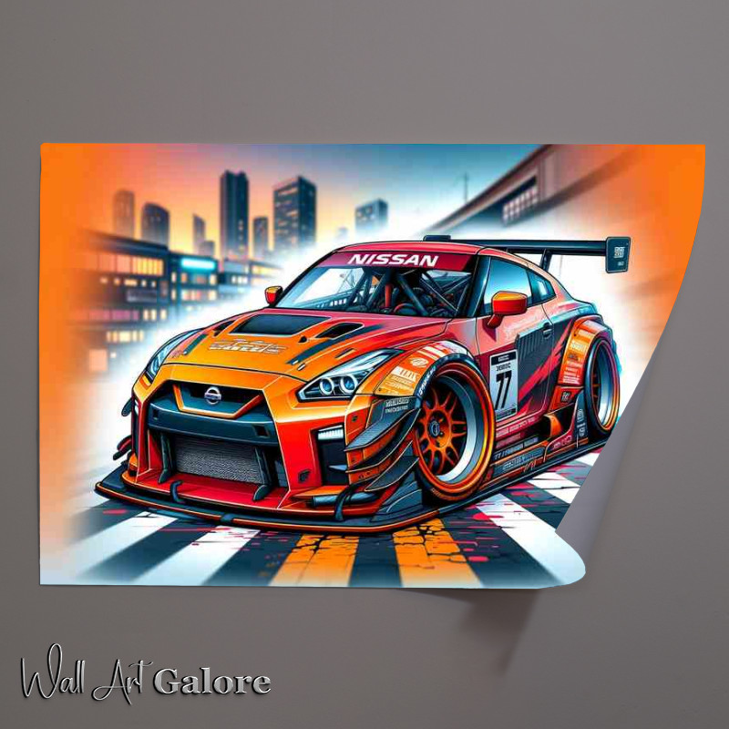 Buy Unframed Poster : (Nissan street racing car with oversized features)