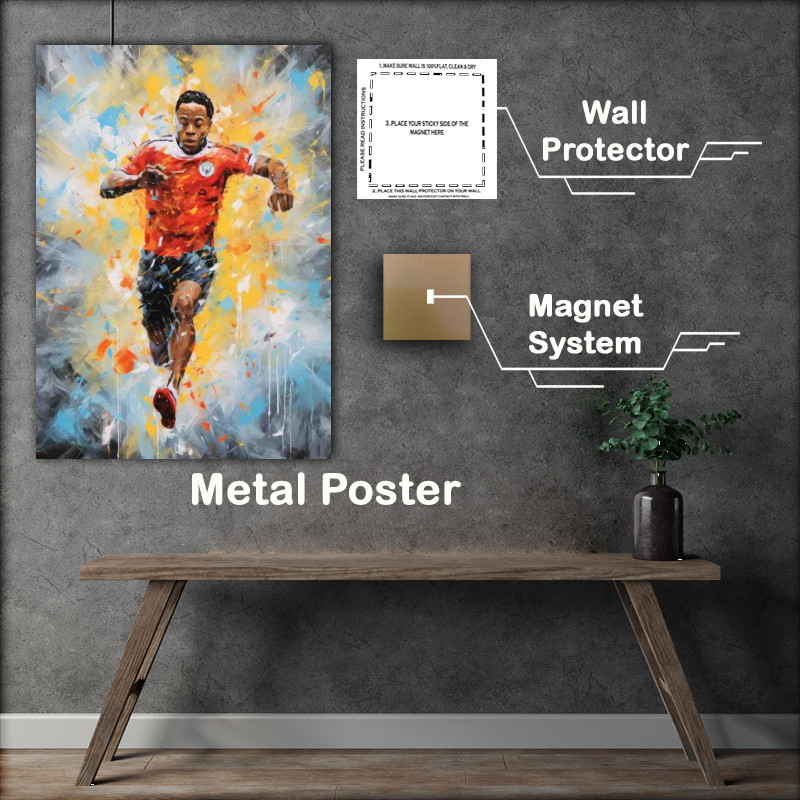 Buy Metal Poster : (Raheem Sterling Footballer in the style of art)