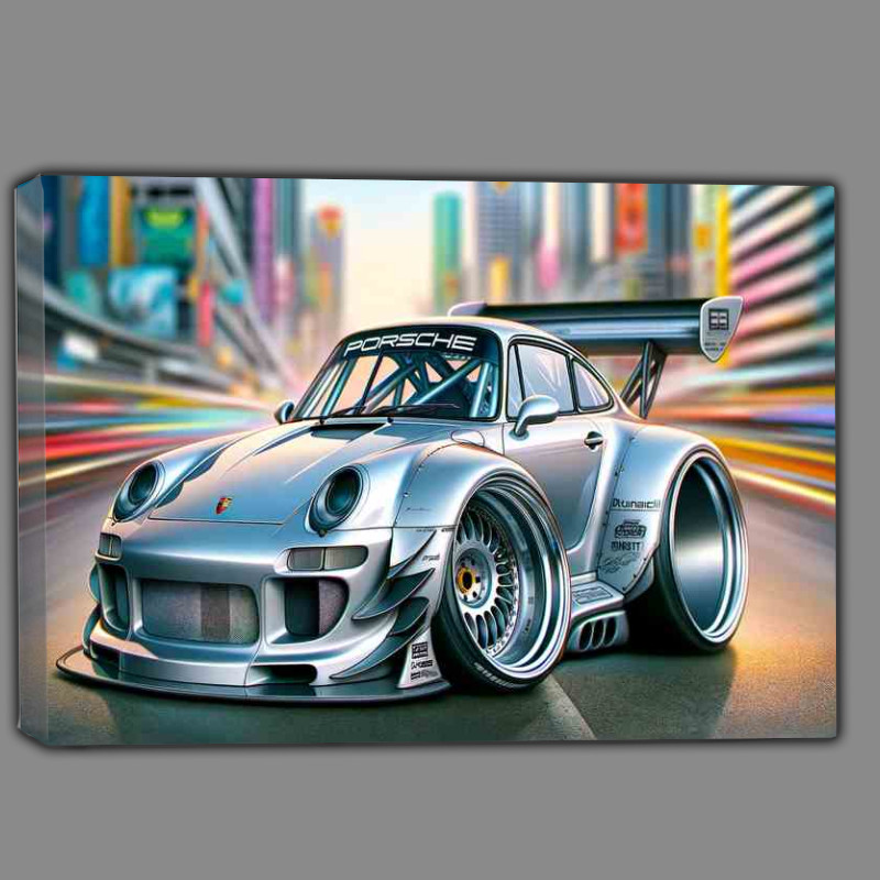 Buy Canvas : (Porsche street racing car with extremely exaggerated features)