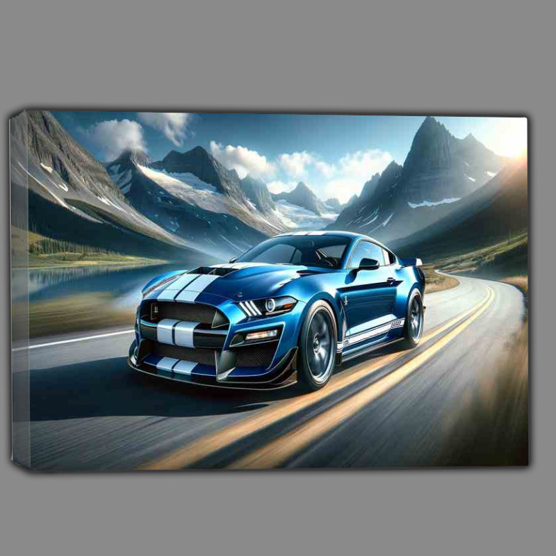 Buy Canvas : (Sleek Shelby Performance Car Elegance, a dynamic vivid blue)