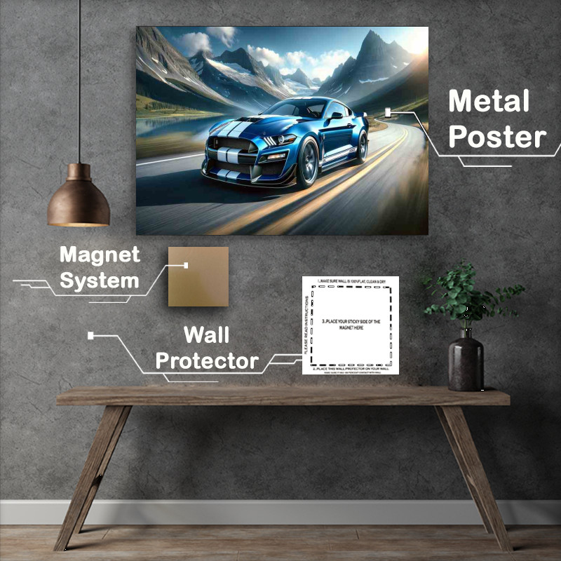 Buy : (Sleek Shelby Performance Car - Blue Metal Poster)