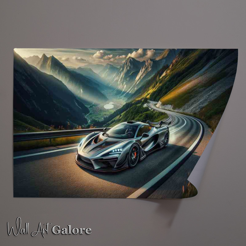 Buy Unframed Poster : (Sleek Supercar Mountain Road)