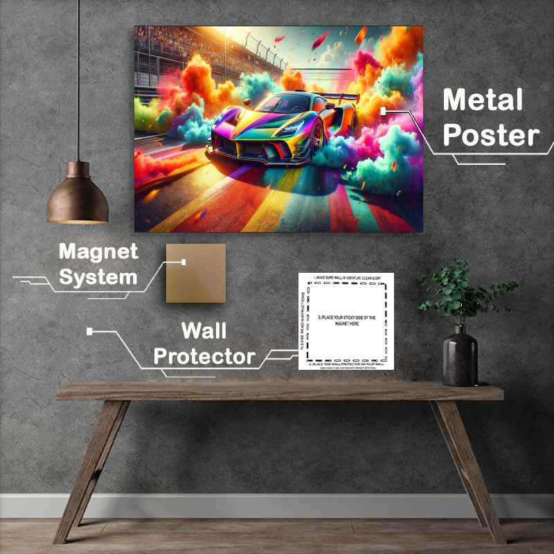 Buy Metal Poster : (Supercar Battle Explosive Colorful Smoke)