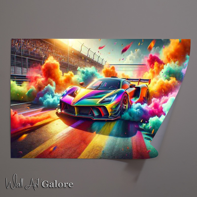 Buy Unframed Poster : (Supercar Battle Explosive Colorful Smoke)