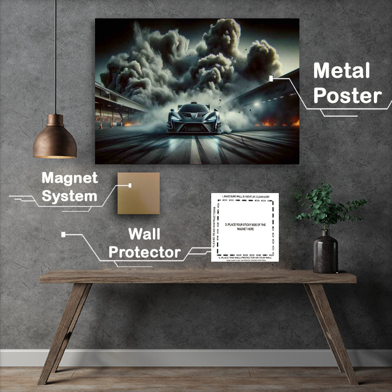 Buy Metal Poster : (Supercar Showdown Dramatic Smoke Background)