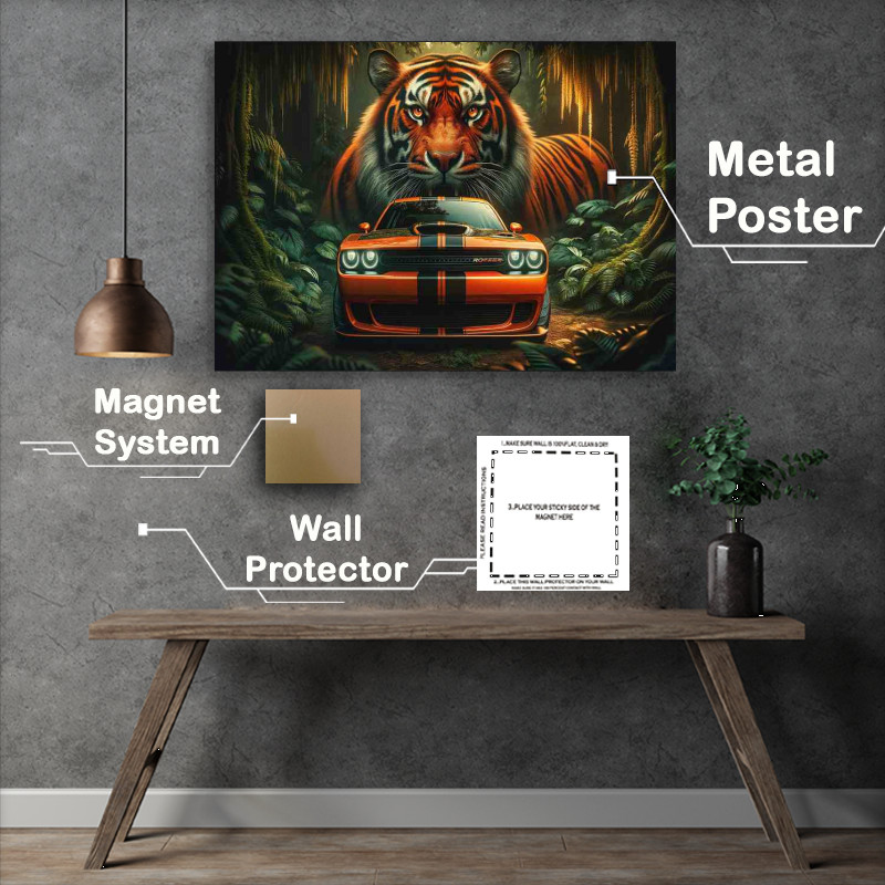 Buy Metal Poster : (Tiger Spirit Bold Orange Muscle Car)