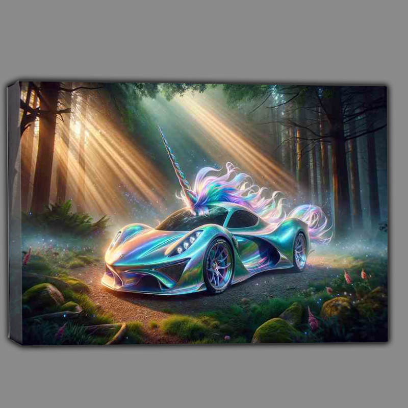 Buy Canvas : (Unicorn Spirit Iridescent Sports Car)