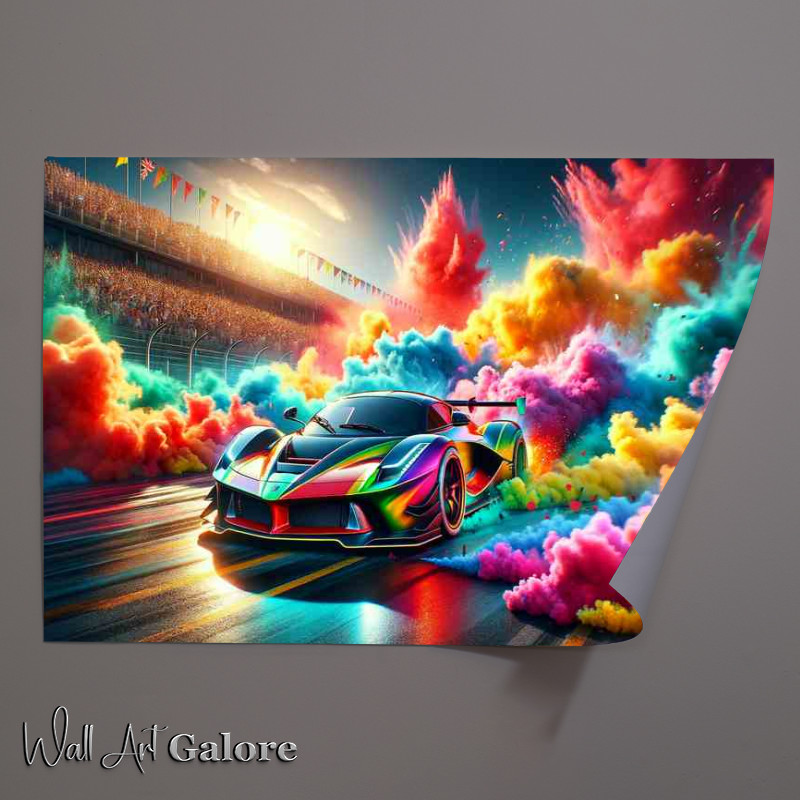 Buy Unframed Poster : (Vibrant Supercar Battle Explosive Colorful Smoke)