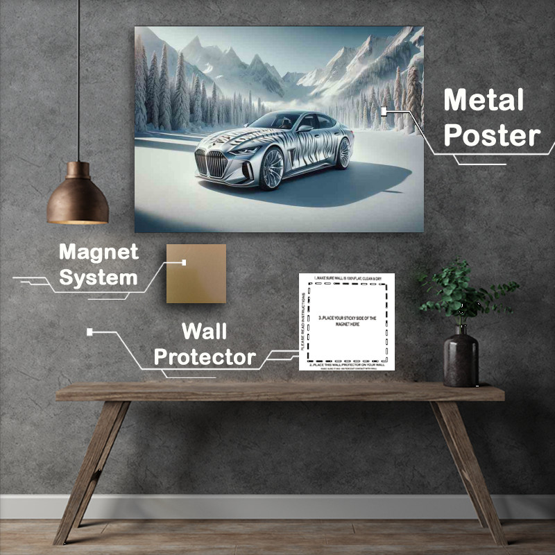Buy Metal Poster : (White Tiger Essence Sleek Silver Car)