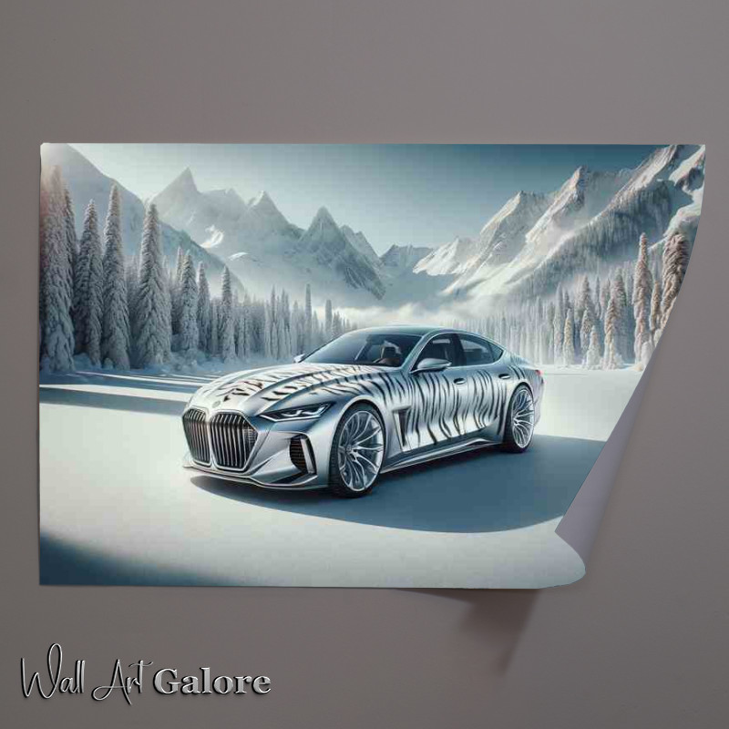 Buy Unframed Poster : (White Tiger Essence Sleek Silver Car)
