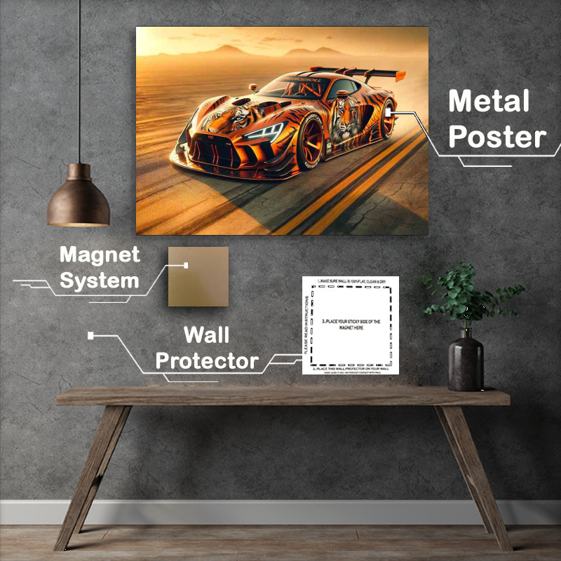 Buy Metal Poster : (Wild Tiger Essence Orange Racing Car)
