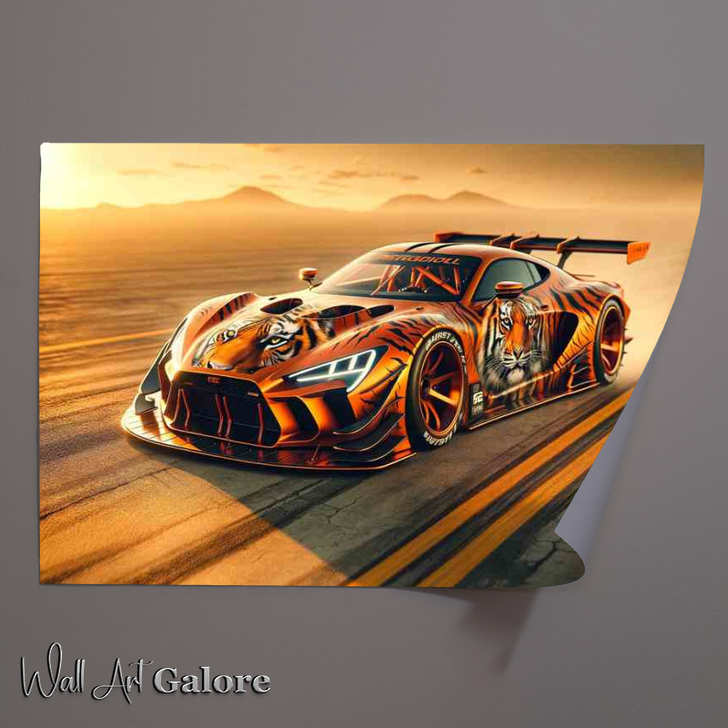 Buy Unframed Poster : (Wild Tiger Essence Orange Racing Car)