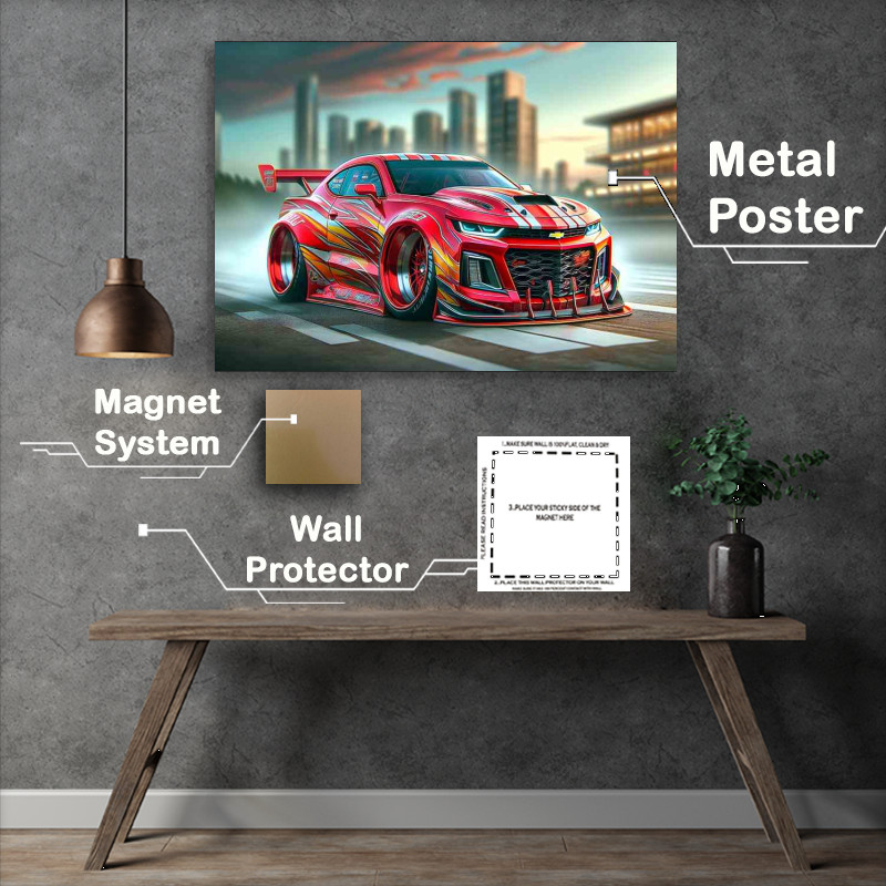 Buy Metal Poster : (a Chevrolet street racing car with oversized features)