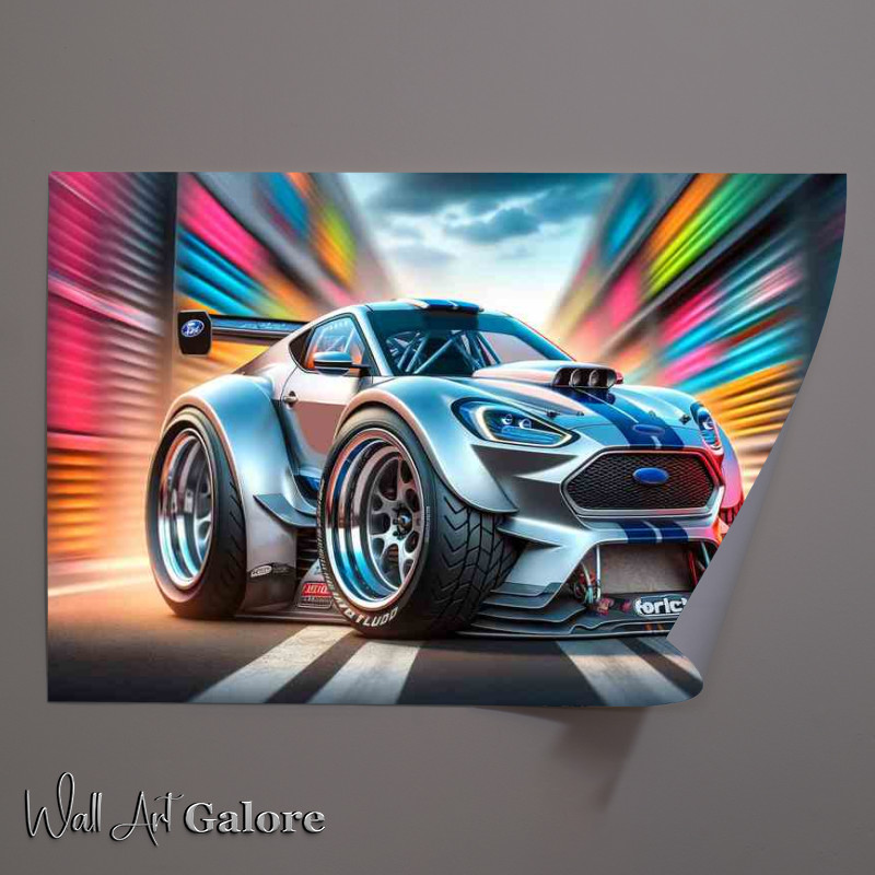 Buy Unframed Poster : (a Ford street racing car with extremely exaggerated features)